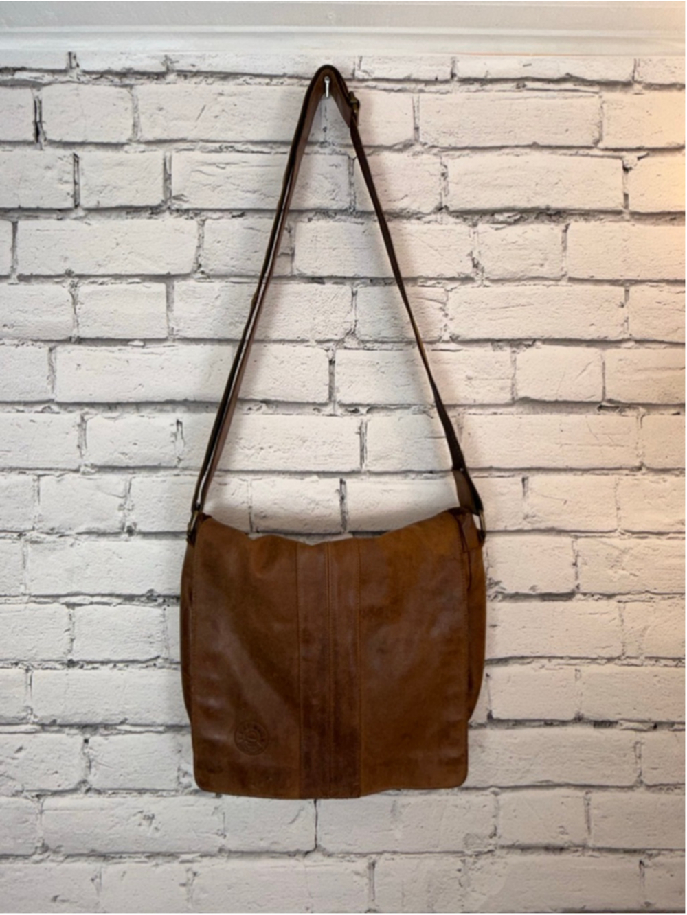 Women's Vera Pelle Leaf Bags Brown Leather Crossbody Messenger Bag Purse 11x10x3 - Picture 2 of 16